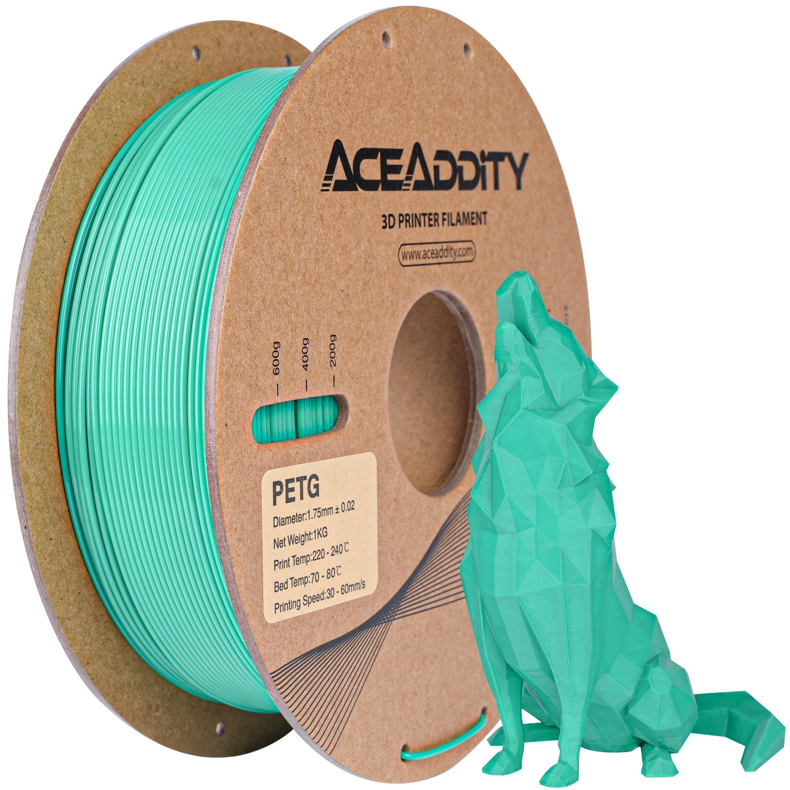 Aceaddity PETG Filament 1.75mm, 1kg Strong PETG 3D Printer Filament Dimensional Accuracy +/- 0.02mm