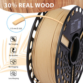 Wood PLA 3D Printer Filament, 30% Real Wood, Dimensional Accuracy +/- 0.02 mm, 1 kg Spool, 1.75 mm