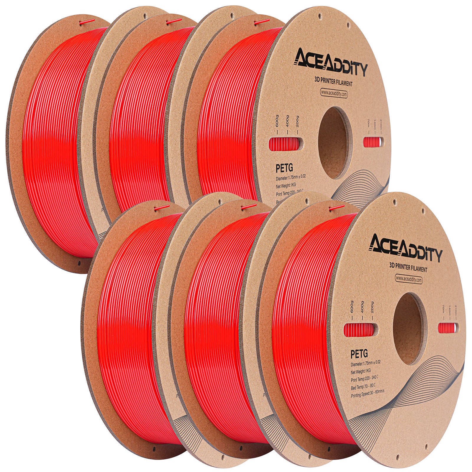 Aceaddity PETG Filament 1.75mm, 1kg Strong PETG 3D Printer Filament Dimensional Accuracy +/- 0.02mm