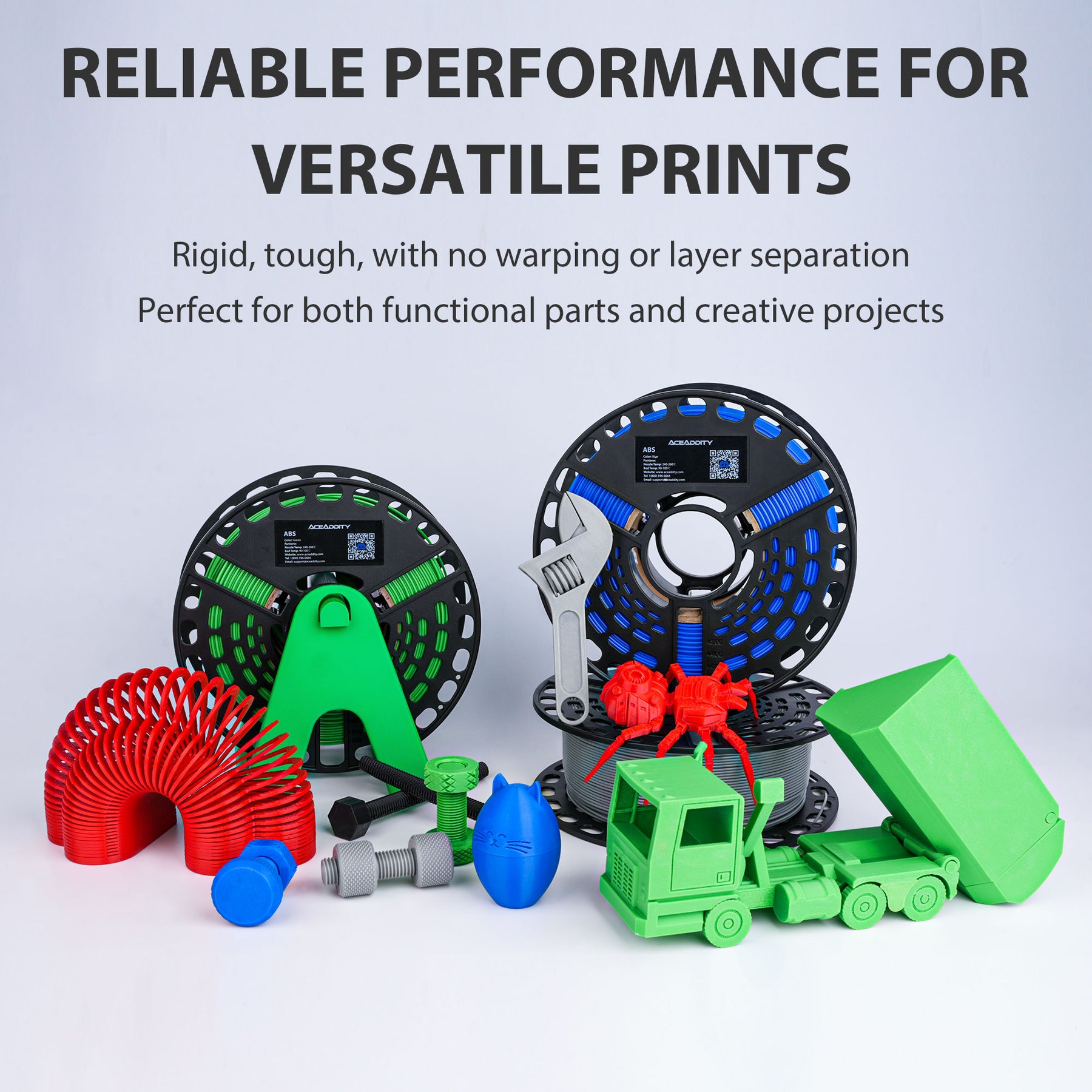 ABS 3D Printer Filament, Heat Resistant, Dimensional Accuracy +/- 0.02 mm,1 kg Spool, 1.75 mm