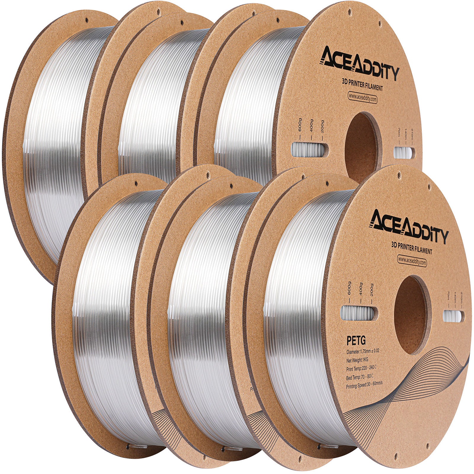 Aceaddity PETG Filament 1.75mm, 1kg Strong PETG 3D Printer Filament Dimensional Accuracy +/- 0.02mm