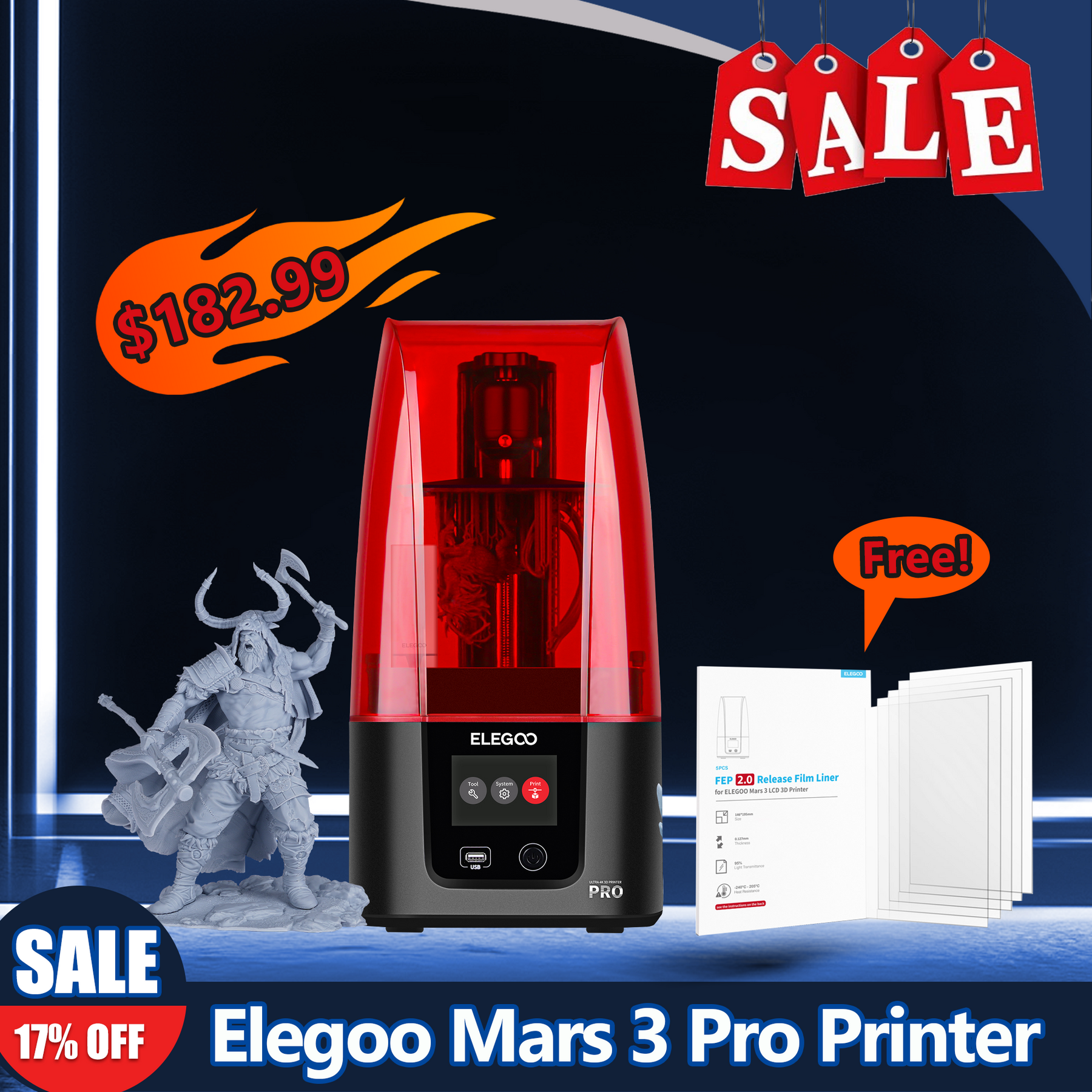 [Clearance Sale] ELEGOO Mars 3 Pro + Water Washable PRO Resin 6KG Combo Offer