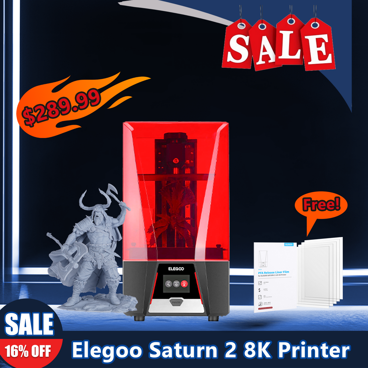 ELEGOO Saturn 2 3D-Harzdrucker mit 10'' 8k Mono-LCD