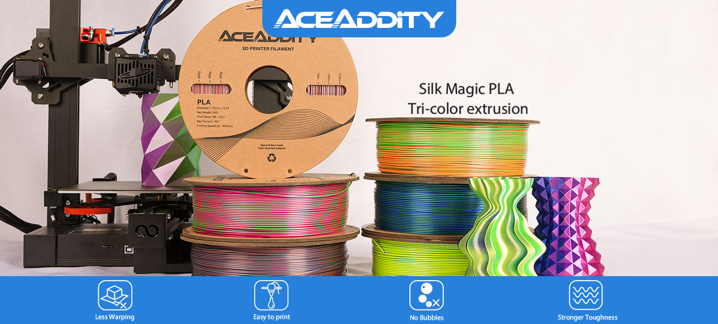 silk magic pla tri-color extrusion