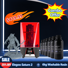 [Clearance Sale] ELEGOO Saturn 2 + Water Washable PRO resin 6 KG Combo Offer