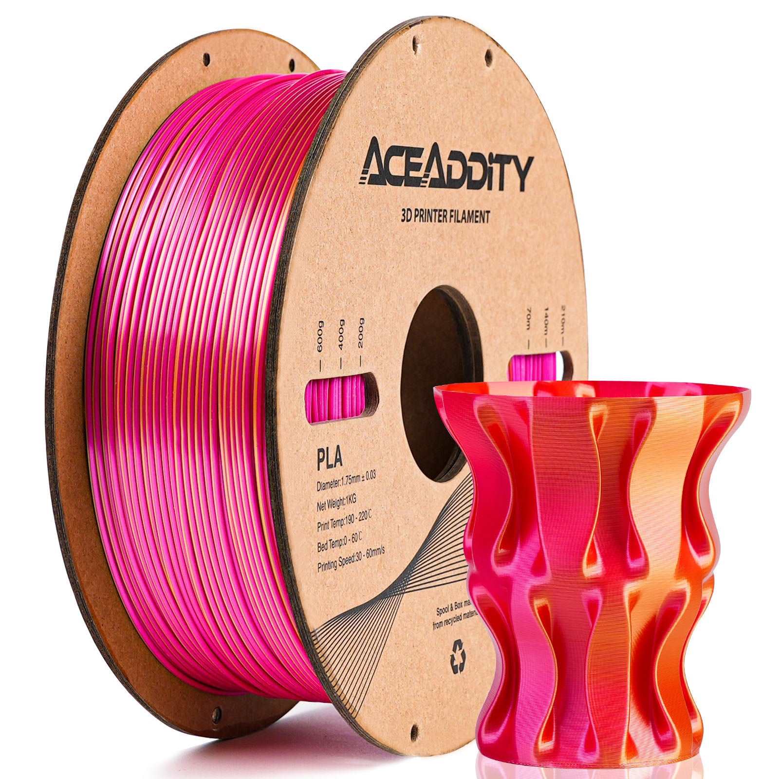 Aceaddity Silk Magic PLA 3D Printer Filament Dual Color