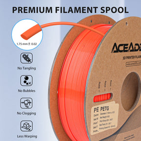 Aceaddity PETG Filament 1.75mm, 1kg Strong PETG 3D Printer Filament Dimensional Accuracy +/- 0.03mm