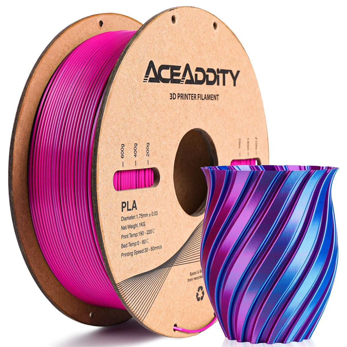 Aceaddity Silk Magic PLA 3D Printer Filament Dual Color